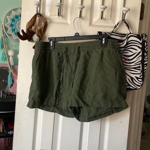 Flowey Green elastic waist shorts.